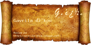 Gavrila Ákos névjegykártya